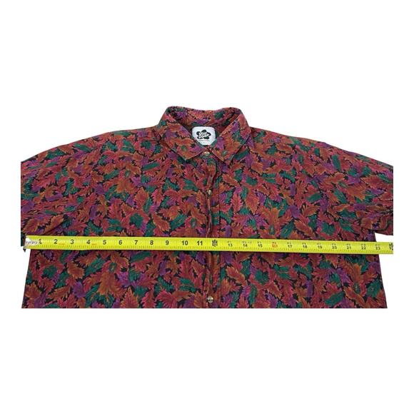Vintage 1980s Hilo Hattie Fall Leaves Vibrant Hawaiian Made in USA Large Shirt - Picture 9 of 10